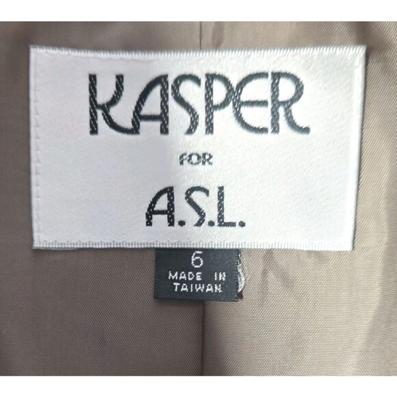 Kasper ASL Taupe Double Breasted Blazer Shawl Collar Size 6 Classic Workwear 90s - Picture 3 of 13